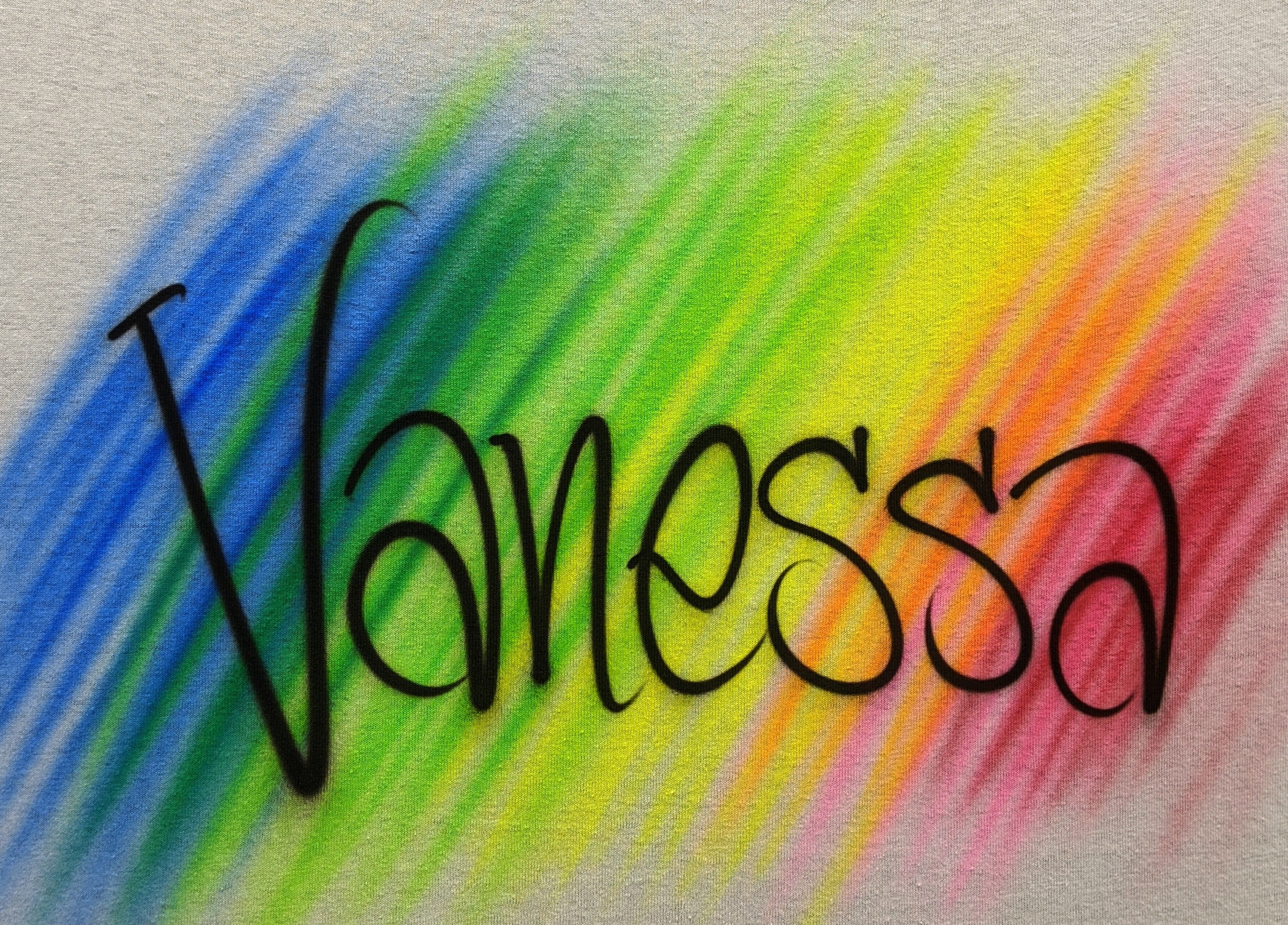 Rainbow Color Streaks Name Design T-Shirt