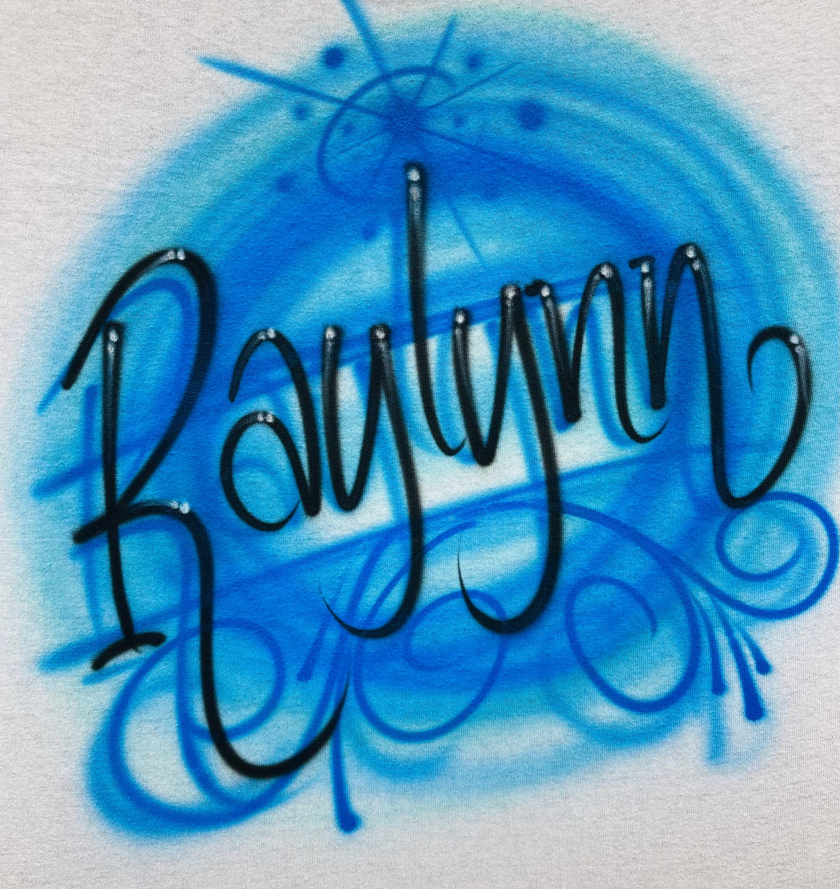 Blue & Turquoise Swirl Name Design T-Shirt