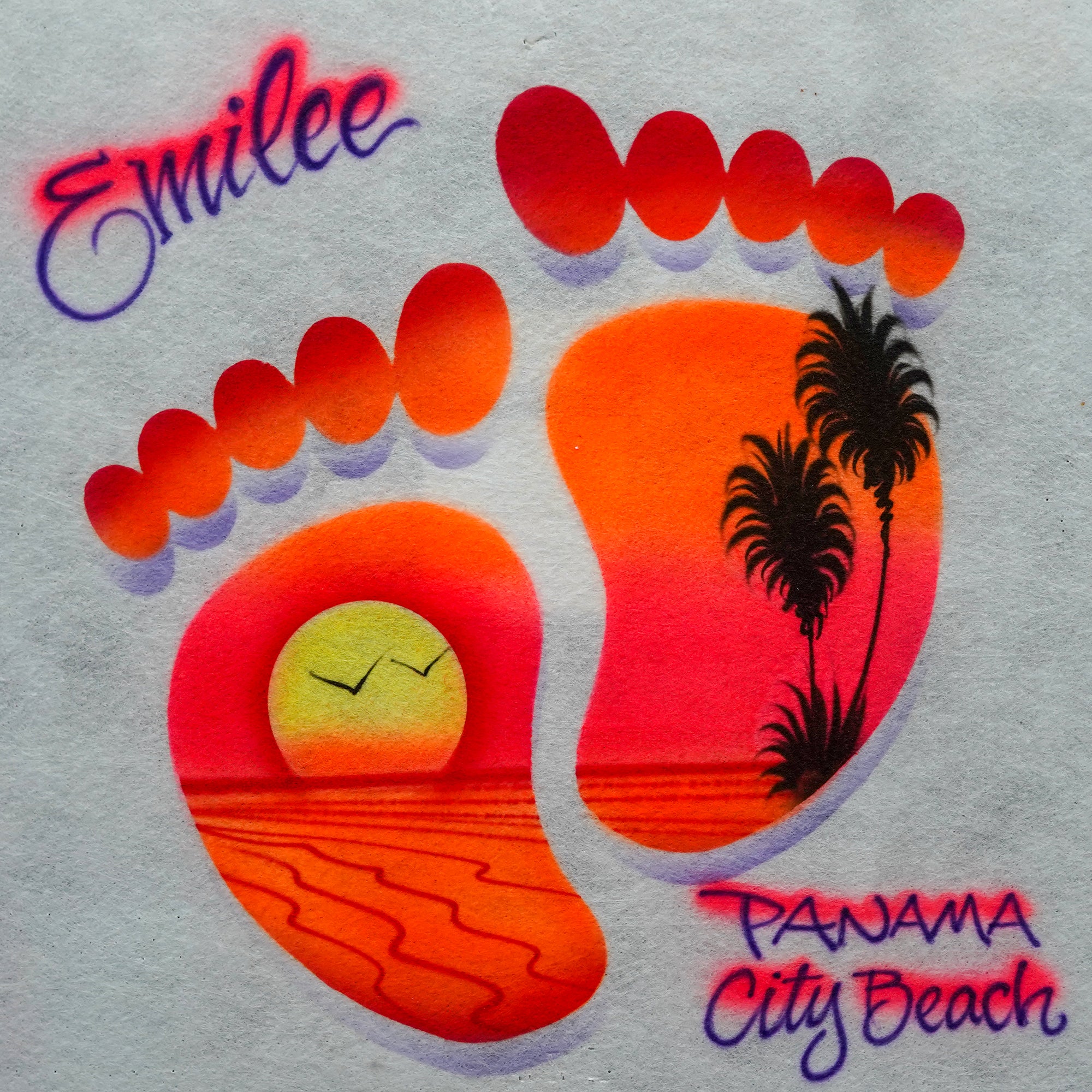 Beach Footprints Sunset T-Shirt