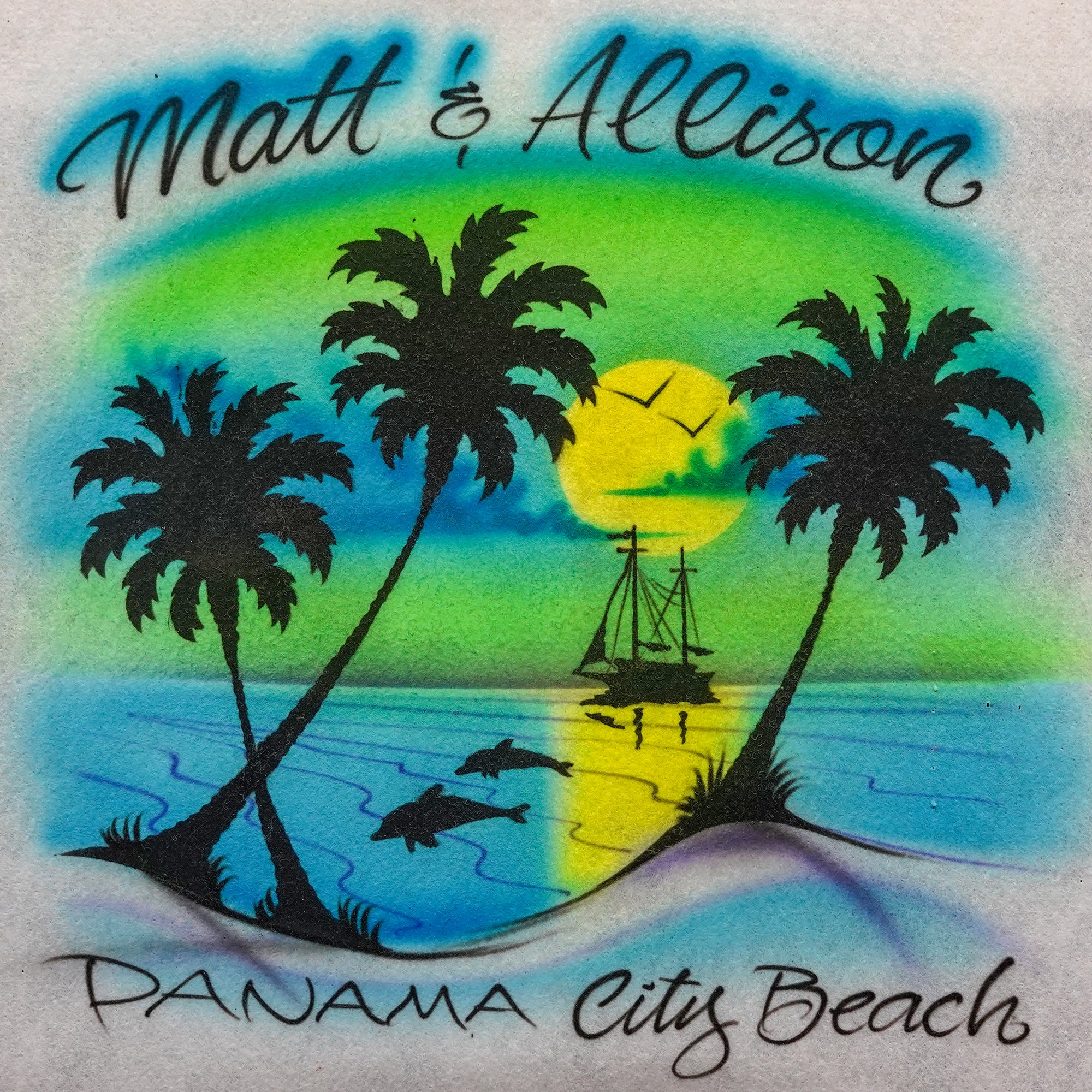 Beach Sunset with Ship T-Shirt