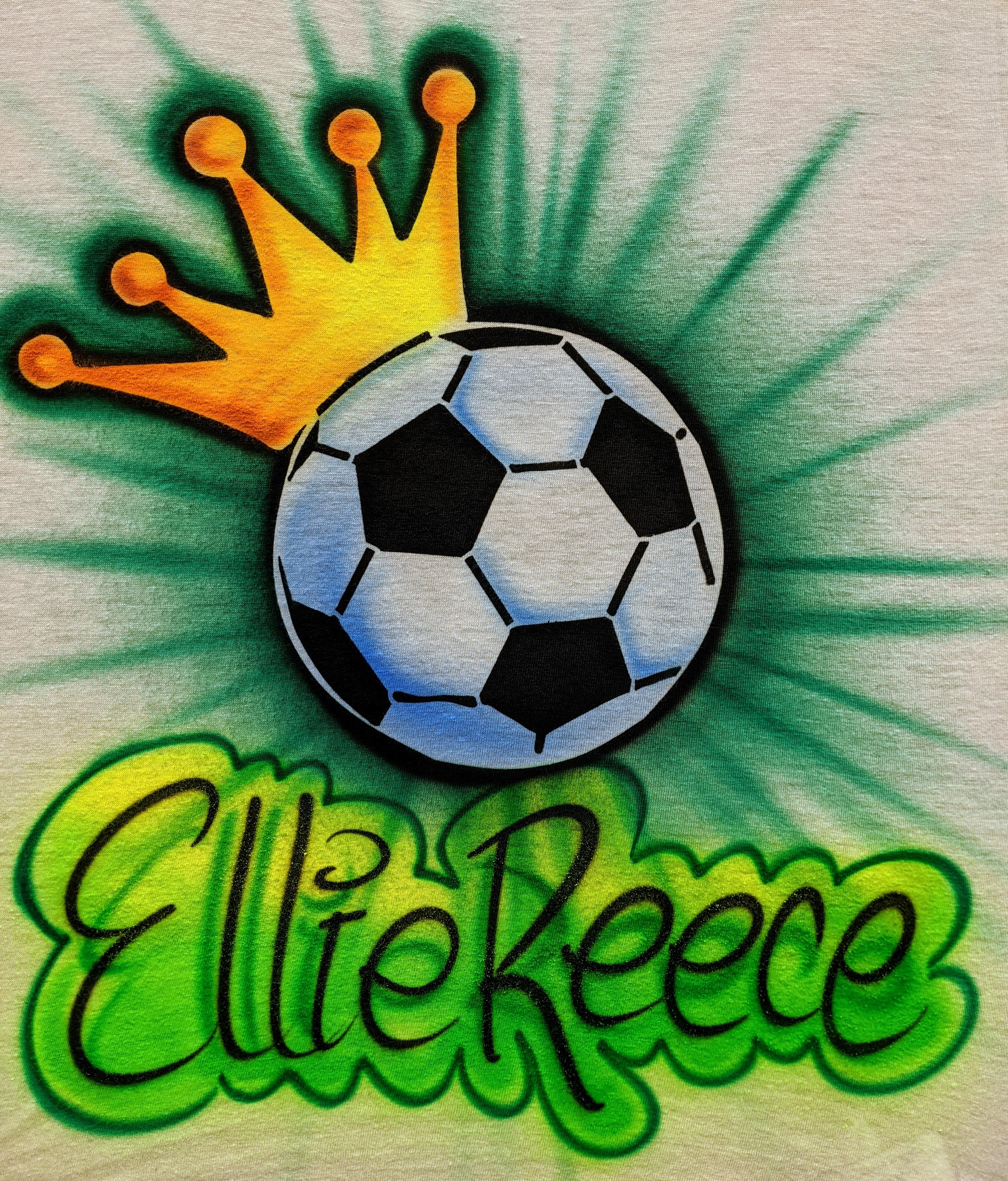 Soccer Ball & Crown Name Design T-Shirt
