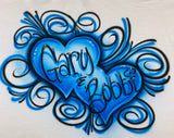 Blue Hearts & Swirlies Couples Designs with Names